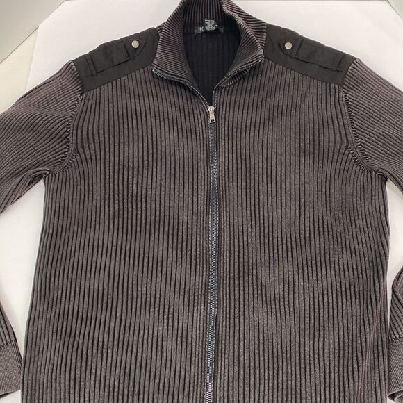 INC International Concepts Men's Ribbed Zippered Sweater Jacket In Charcoal Gray - Picture 10 of 12